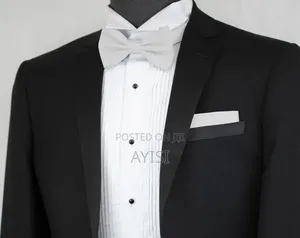 Bow Tie With Handkerchief - White