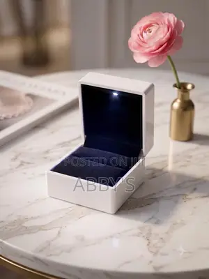Beautiful Glossy White LED Ring Box /Case