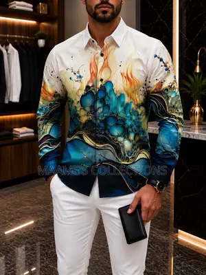 Men’s Luxury Abstract Print Long Sleeve Shirt