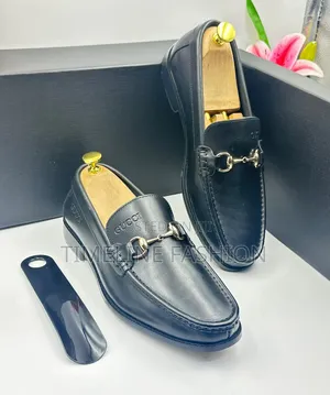 Brand New Executive Men's Gucci Black Leather Loafer Shoes