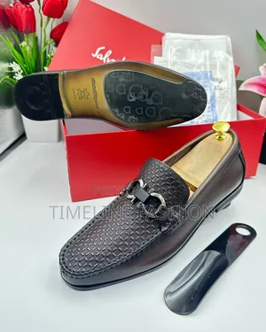 Salvatore Ferragamo Coffee Brown Men's Leather Easy Fix Shoes