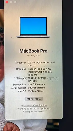 Laptop Apple MacBook Pro 2017 16GB Intel Core i7 SSD 512GB