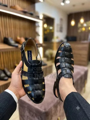 Maurizio Black Leather Men's Shoe Sandals