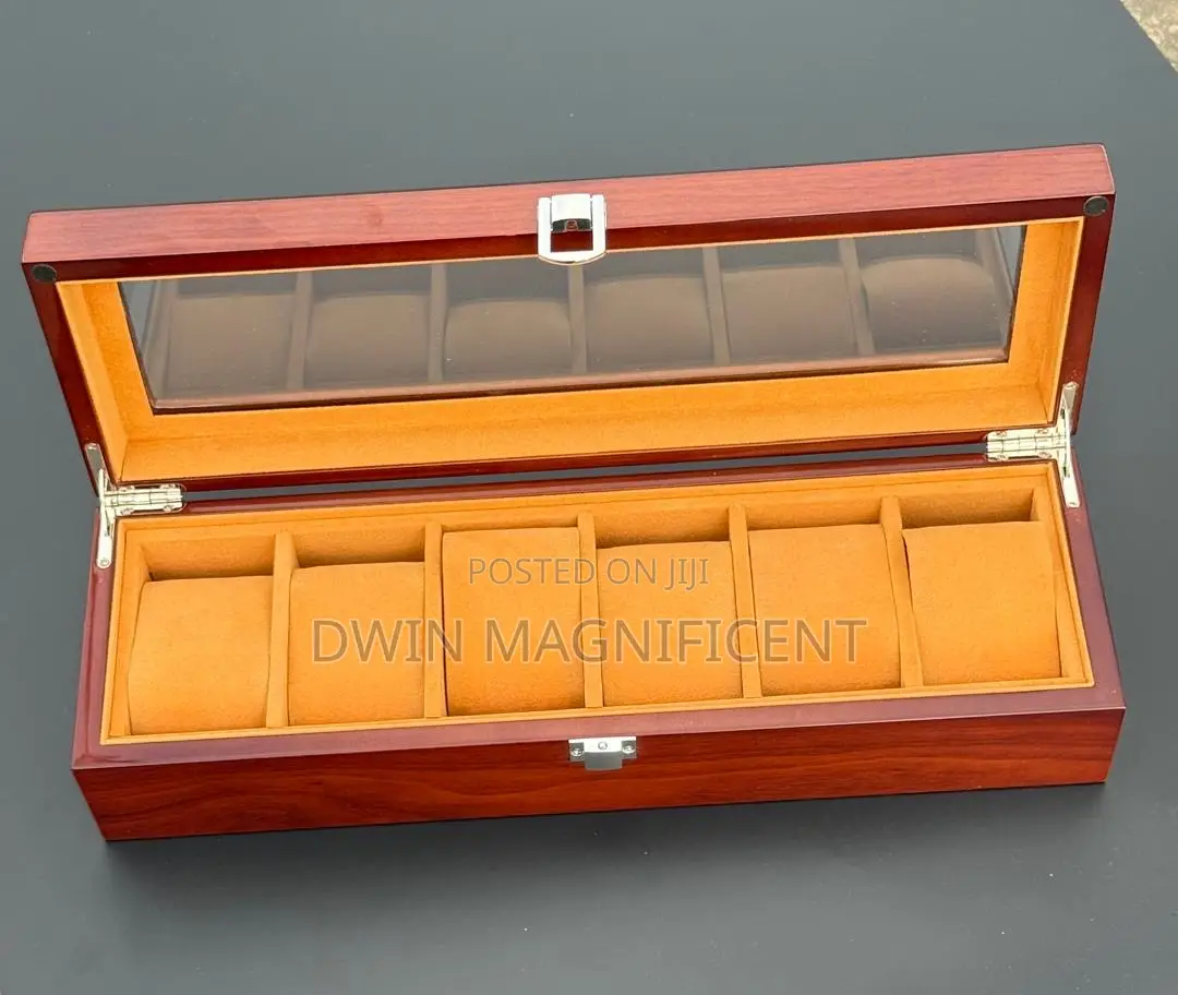 Chestnut Wooden Watch Box With a Glass Display Top