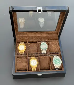 Chestnut Wooden Watch Box With a Glass Display Top