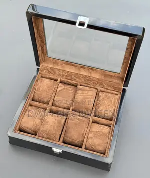 Chestnut Wooden Watch Box With a Glass Display Top