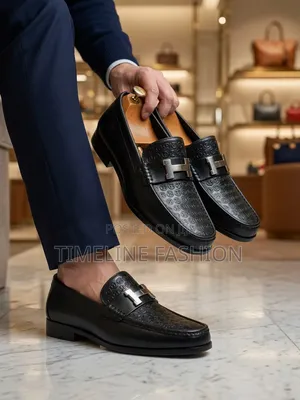 Hermes Classic Men's Durable Leather Shoes 39-46 Black