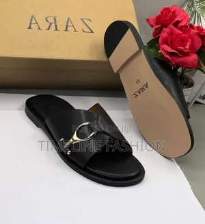 All Black Zara Executive Men's Leather Slippers