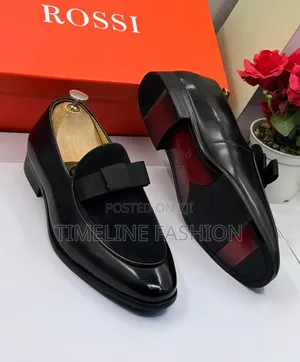 Quality Rossi Black Suede Leather Men's Shoes