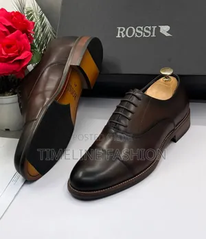 Rossi Coffee Brown Men's Toe Cap Leather Lace-Up Shoes