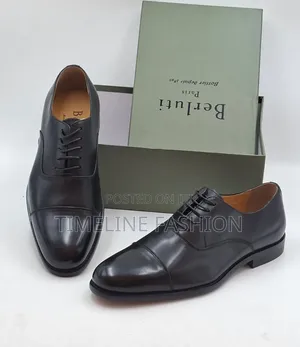 Genuine Leather Berluti Toe Cap Lace Up Shoes 39-46 Black