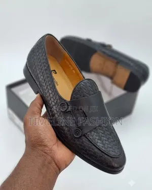 Pierre Cardin Executive Men's Black Leather Monk Strap Shoes