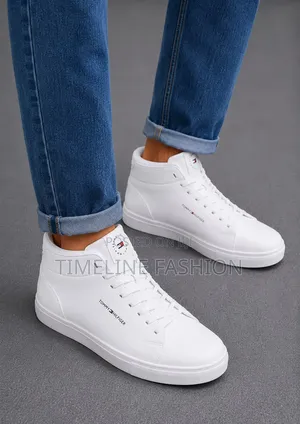 All White Tommy Hilfiger Men's Leather Ankle Boots