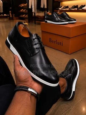 Black and White Men's Leather Sneakers, Berluti Style