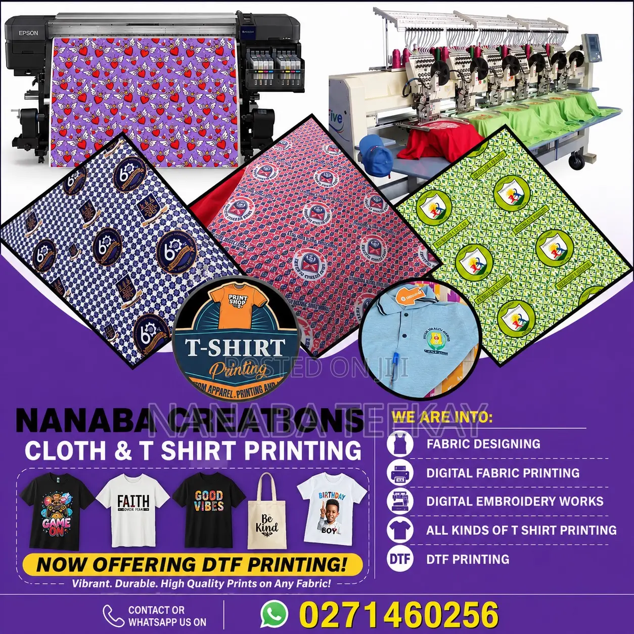 Printing of T Shirt, Fabrics Etc