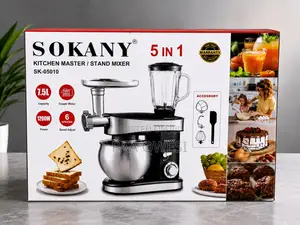 Original SOKANY 5-in-1 Kitchen Master Stand Mixer 7.5L 1200W