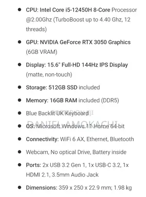 Laptop MSI Cyborg 15 16GB Intel Core i5 SSD 512GB