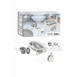 Grey 5-in-1 Baby Foldable Bathtub Set