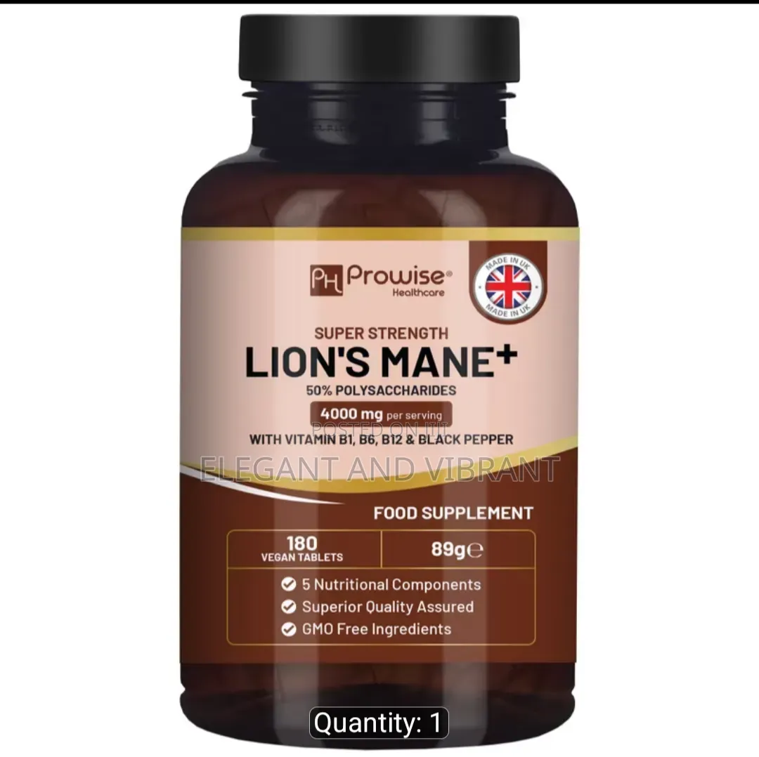 Lions Mane Mushroom Tablets With Vitamin B1,B6 Black Pepper 180 Tab