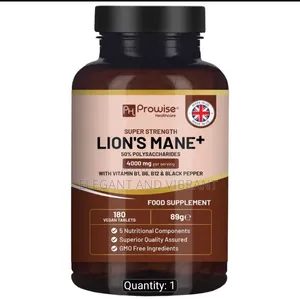 Lions Mane Mushroom Tablets With Vitamin B1,B6 Black Pepper 180 Tab