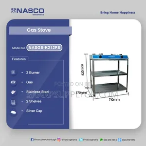 Nasco 2 Burner Gas Stove With Shelves