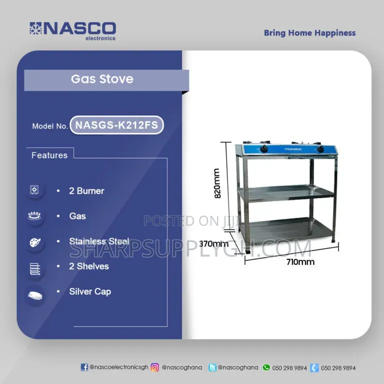 Nasco 2 Burner Gas Stove With Shelves