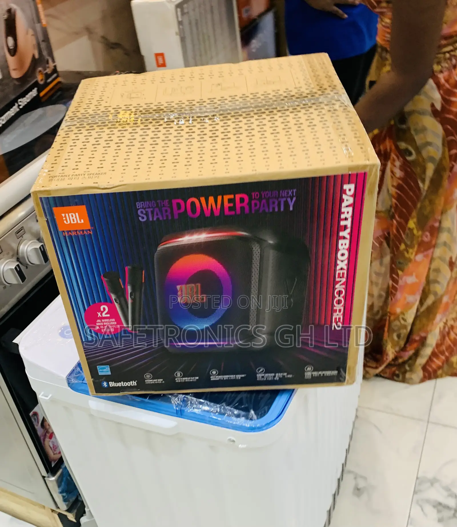 Newest Update JBL PartyBox Encore Essential2 Portable Speaker With Mic