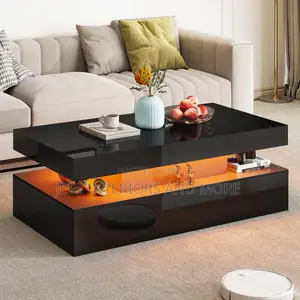 High Gloss LED Coffee Table With Storage