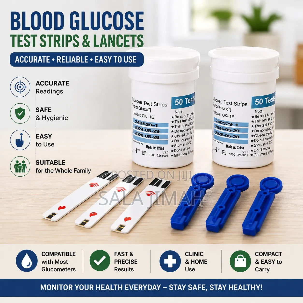 50 Blood Glucose Test Strips With Lancets – Fast Accurate