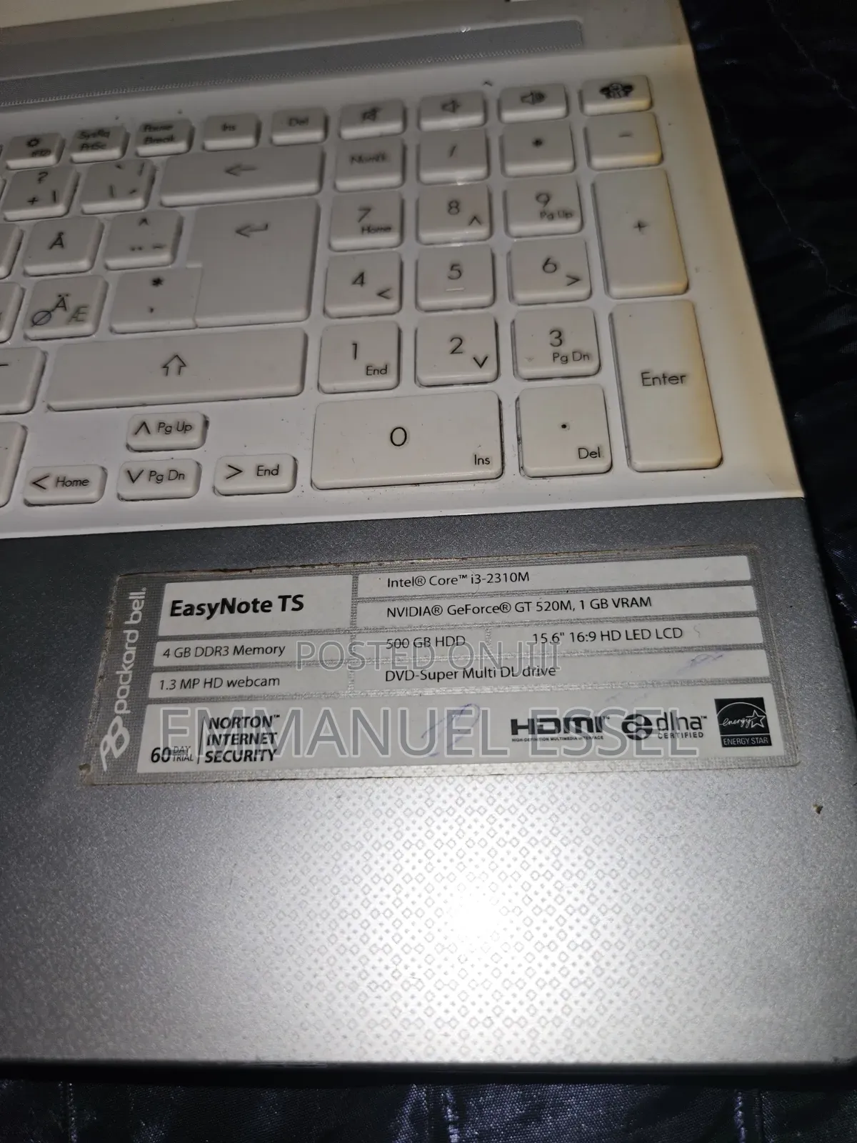 Laptop Packard Bell EasyNote TS 8GB Intel Core i3 HDD 500GB