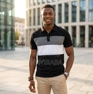 Men’s Three-Tone Business Polo T-Shirt – Cotton Smart Casual Wear