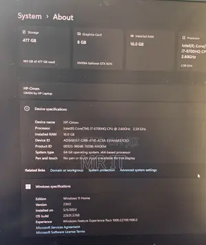 Laptop HP Omen 17 16GB Intel Core i7 SSD 512GB