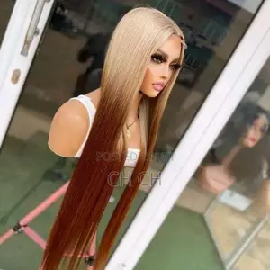 New 30 Inches Long Blonde and Brown Ombré Wig With a Kim K Closure