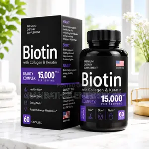 Biotin 15,000 MCG With Collagen Keratin – 60 Capsules