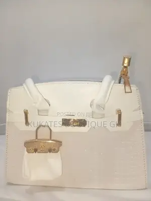Crocodile Embossed White Bag