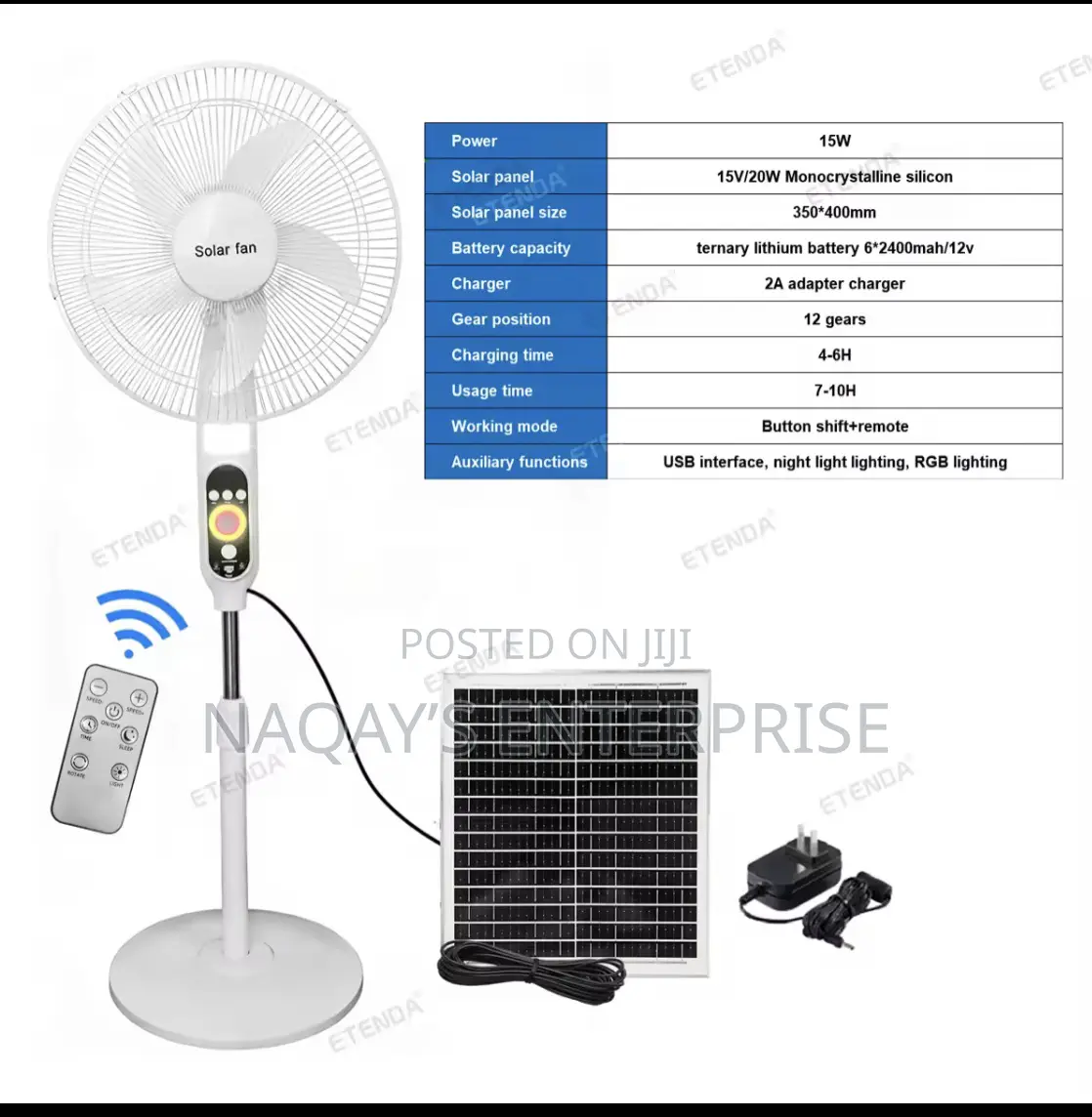 Solar /Electric Rechargeable Fan