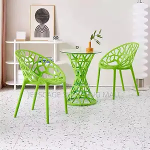 Modern Different Colors Geometric Bistro Dining Set With Glass Table