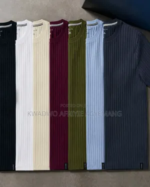 Plain Waffle-Knit/Rib-Knit Tshirts