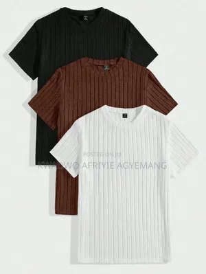 Plain Waffle-Knit/Rib-Knit Tshirts
