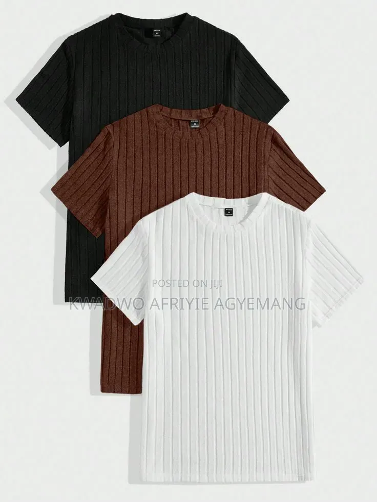 Plain Waffle-Knit/Rib-Knit Tshirts