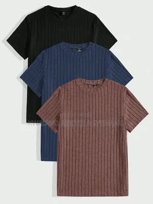 Plain Waffle-Knit/Rib-Knit Tshirts