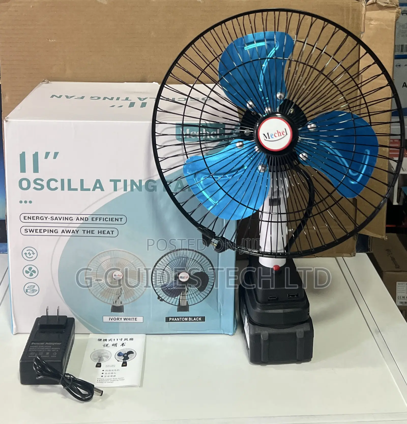 Mechel 11-Inch Oscillating Rechargeable Fan