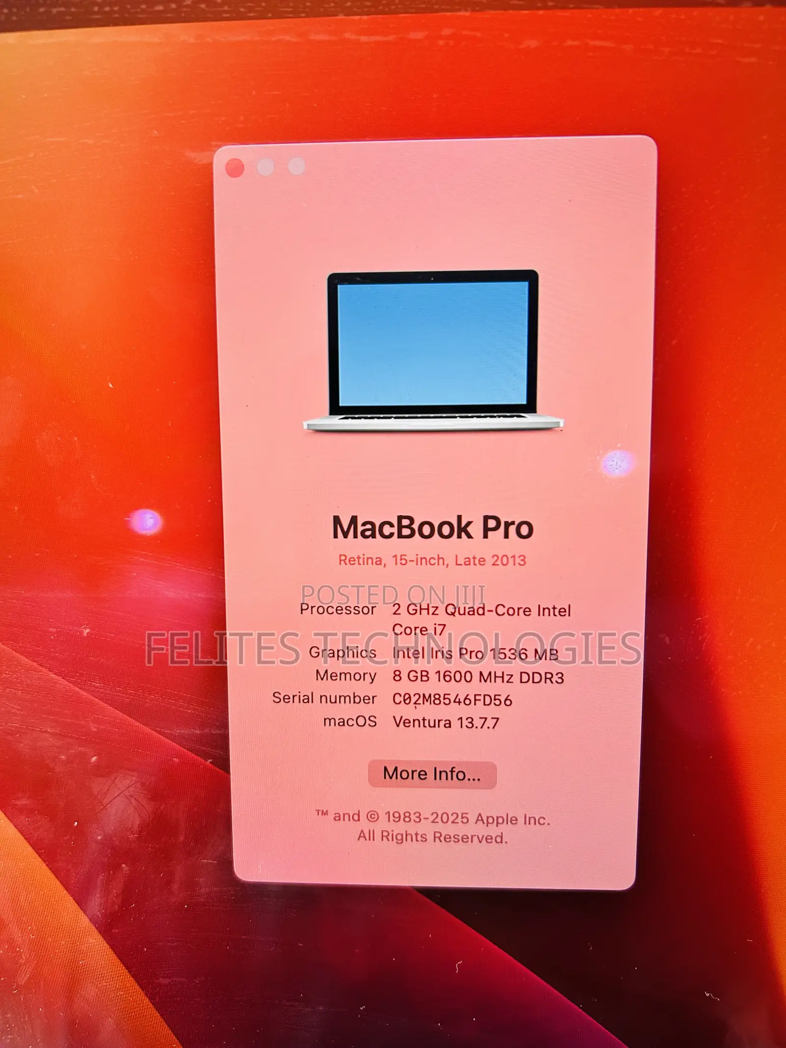 Laptop Apple MacBook 2013 8GB Intel Core i7 SSD 256GB