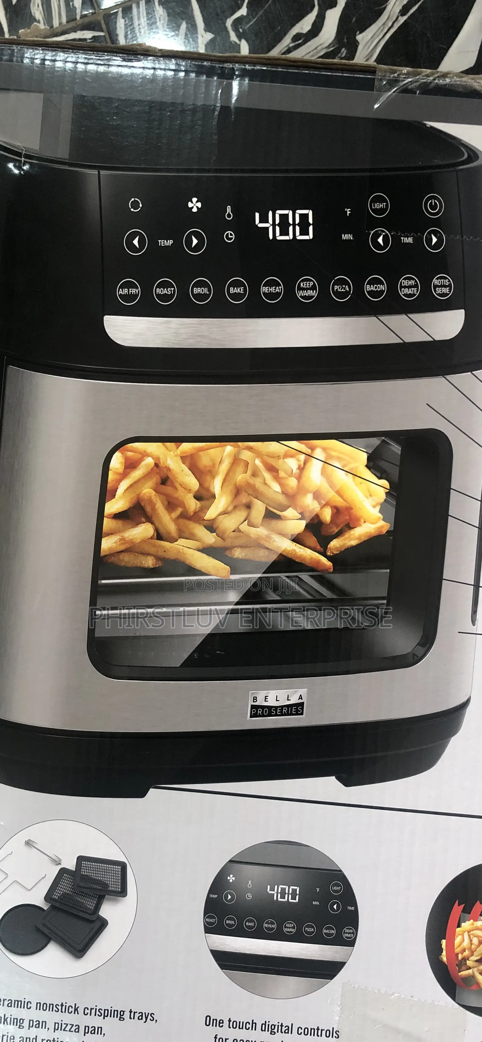 25L Brand New XXL Bella Touchscreen Air Fryer Pizza Oven Rotisserie