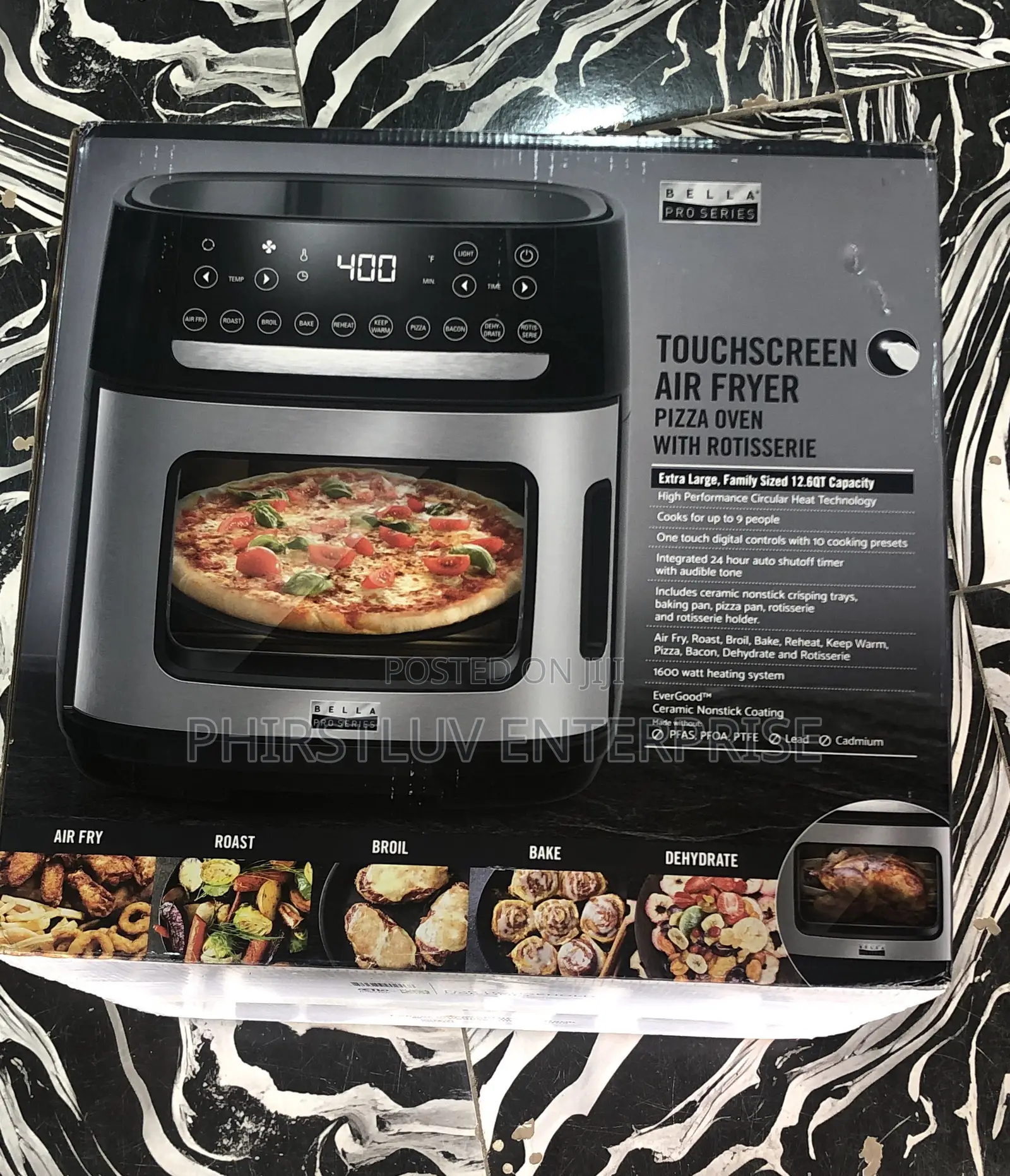 25L Brand New XXL Bella Touchscreen Air Fryer Pizza Oven Rotisserie
