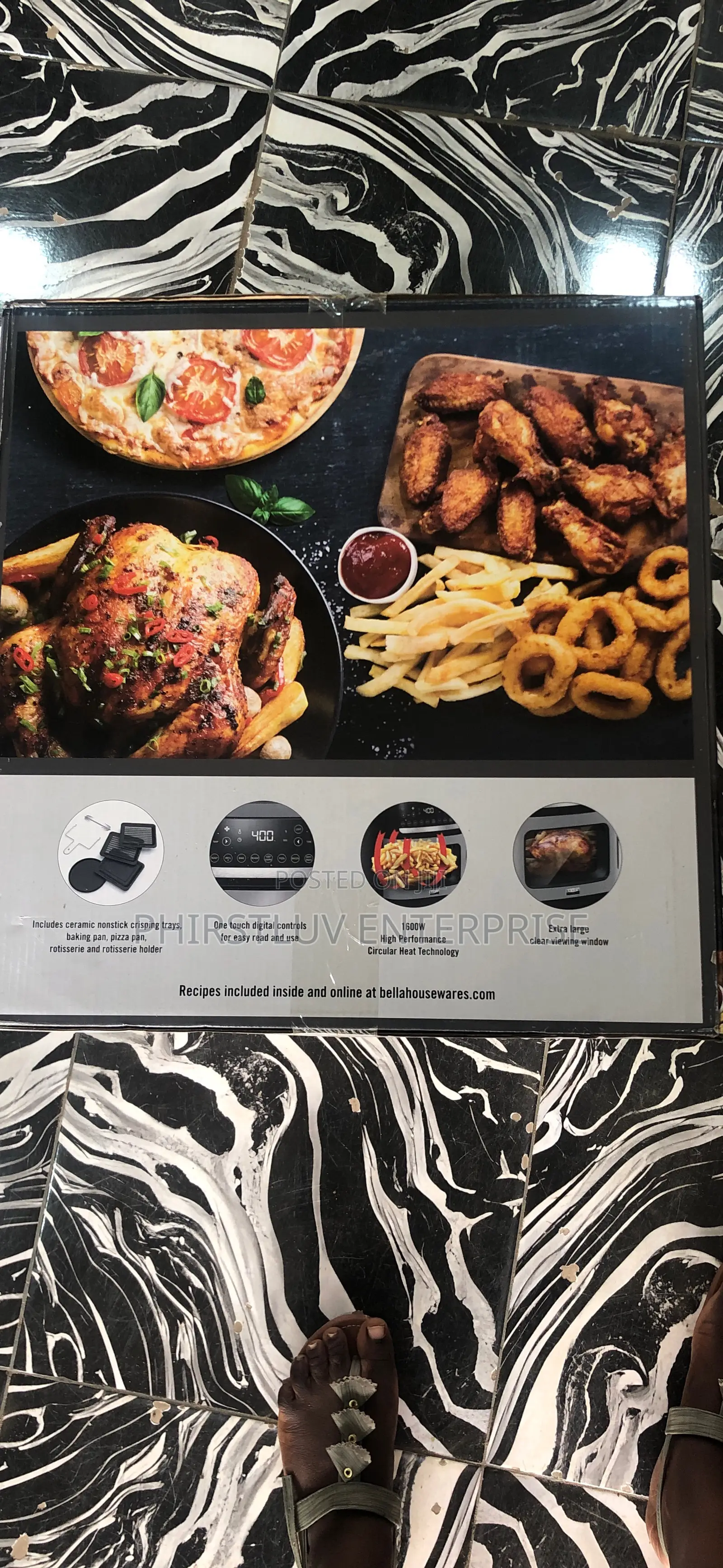 25L Brand New XXL Bella Touchscreen Air Fryer Pizza Oven Rotisserie