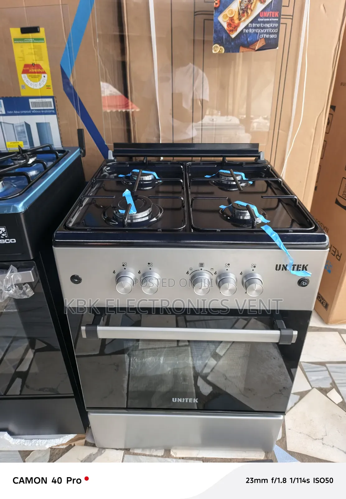 Unitek 60*60 4Burner Gas Cooker Oven + Grill + Auto Ignition