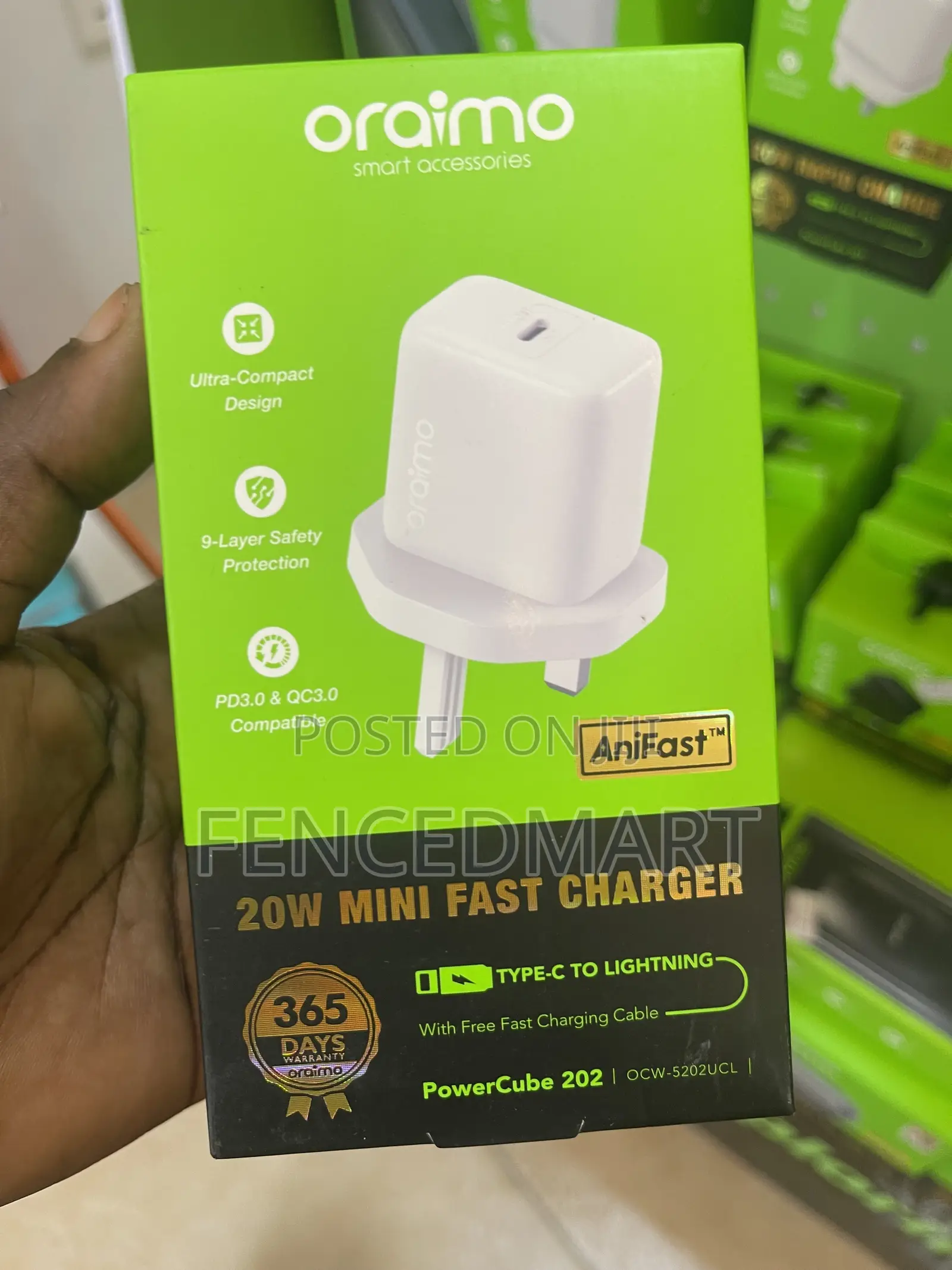Oraimo 20W Mini Fast Charger Type-C to Lightning – PowerCube 202