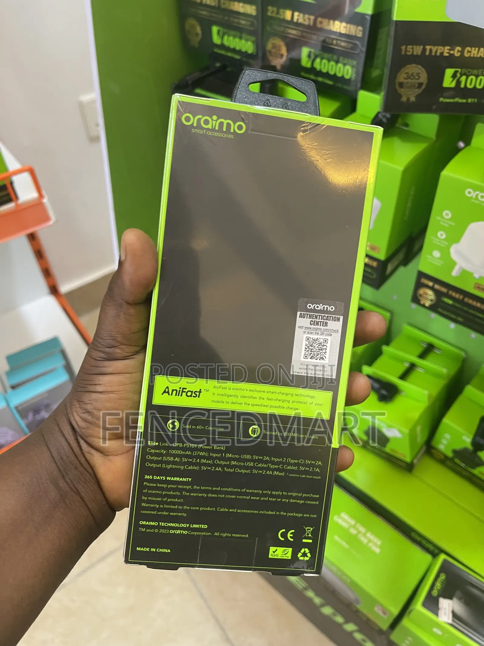 Oraimo Slice Link 10000mAh 12W Fast Charging Power Bank