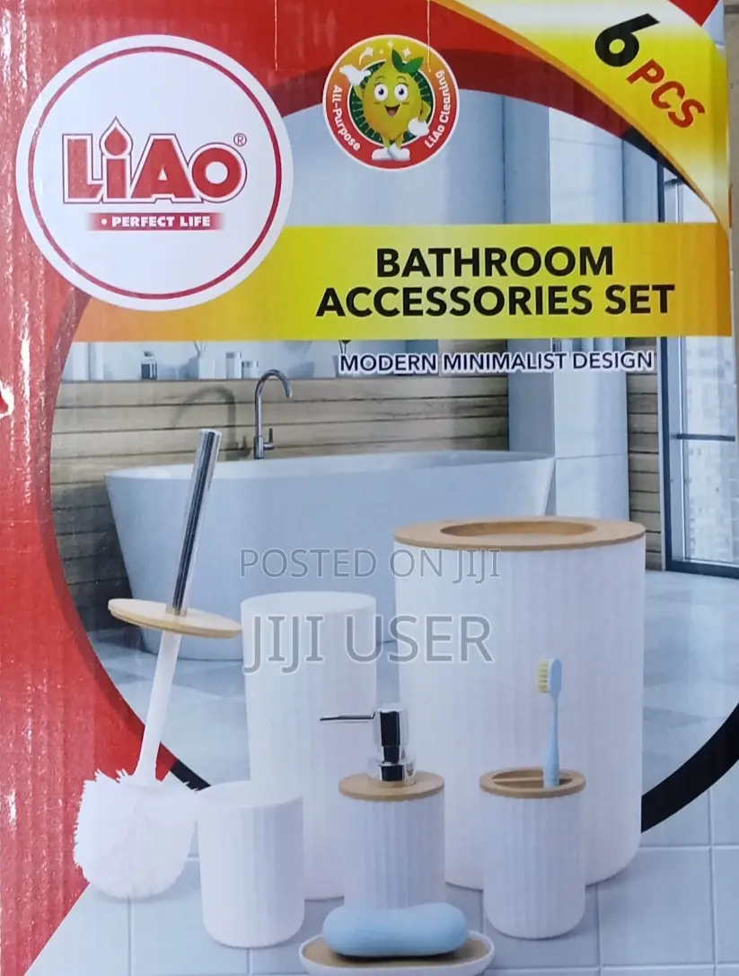 Bathroom Accessories - 6pcs Set, White, Black
